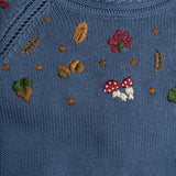 Knitted Jumper - Embroidered Mushrooms - Moonlight Blue