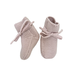 Knitted Merino Wool Baby Booties - Soft Pink