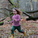 Kids Organic Striped Long Sleeve T-Shirt - Berry