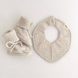Embroidered Knitted Baby Bib - Daisy Bloom