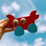 Wooden Pull-Along Bouncing Crab