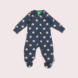 Sleeping Sheep Zip Organic Babygrow - Blue