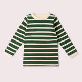 Kids Organic Striped Long Sleeve T-Shirt - Olive Green