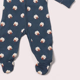Sleeping Sheep Zip Organic Babygrow - Blue