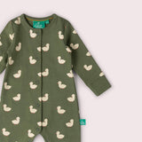 Ducks Organic Cotton Babygrow - Olive Green