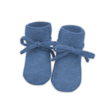 Knitted Merino Wool Baby Booties - Blue