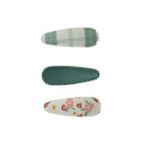 Fabric Snap Clip - Set Of 3 - Fern Plaid + Sunset Meadow