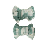 Pigtail Bow Hair Clips - Set Of 2 - Fern Plaid