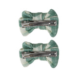 Pigtail Bow Hair Clips - Set Of 2 - Fern Plaid