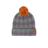Kids Knitted Beanie - Purple + Green