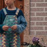 Kids Colour Block Knitted Jumper - Navy + Green
