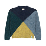 Kids Colour Block Knitted Jumper - Navy + Green