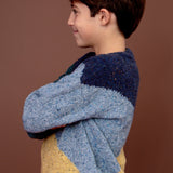 Kids Colour Block Knitted Jumper - Navy + Green