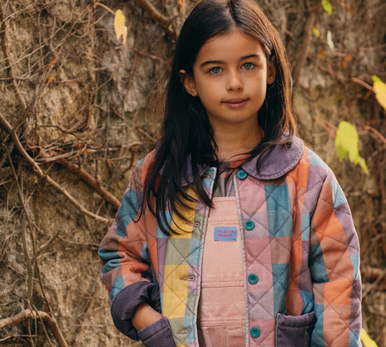 Girls Collared Jacket - Purple Check