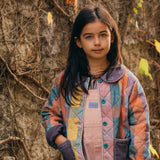 Girls Collared Jacket - Purple Check