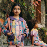 Girls Collared Jacket - Purple Check
