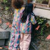 Girls Collared Jacket - Purple Check