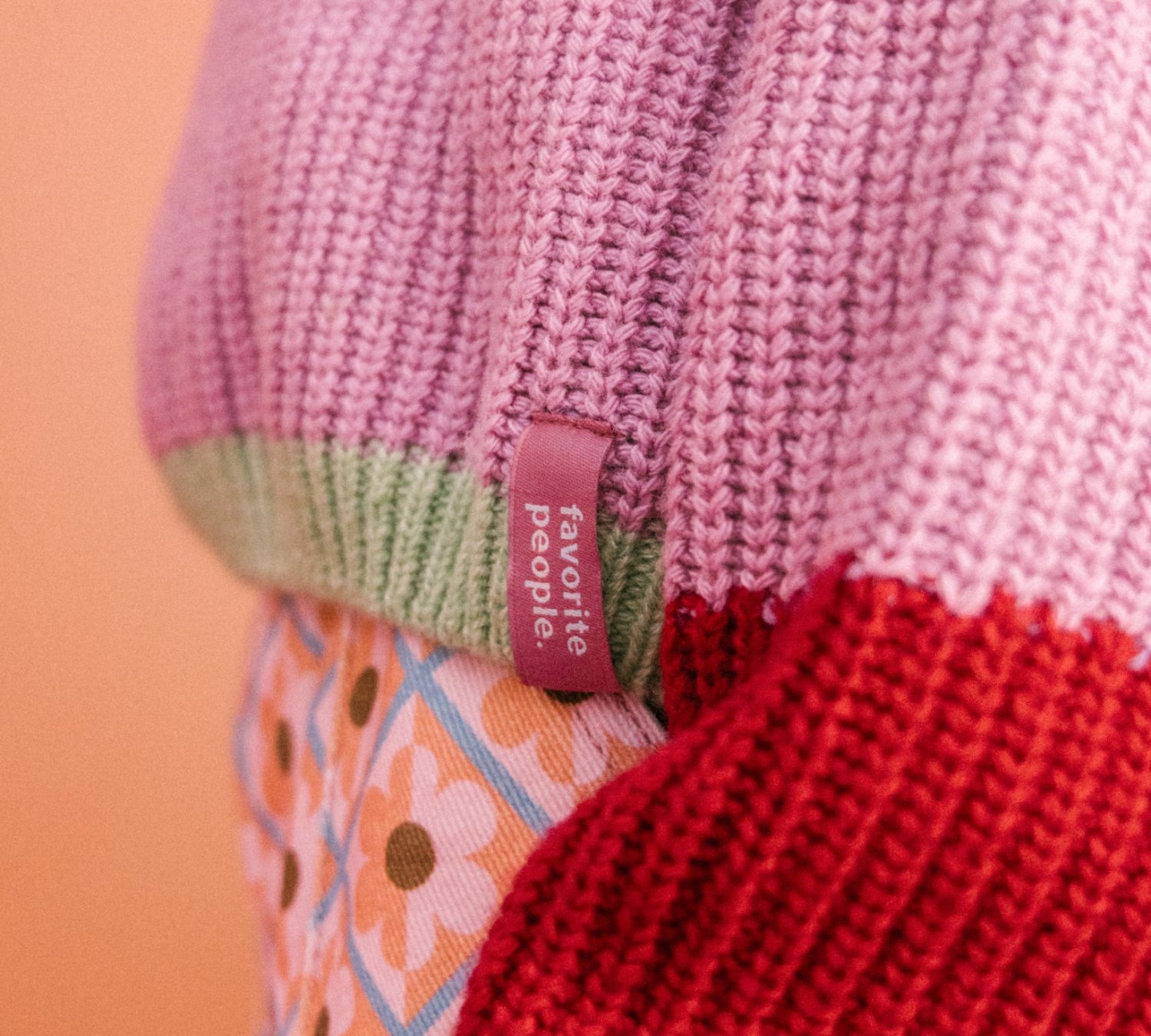Kids Colour Block Knitted Jumper - Red + Purple