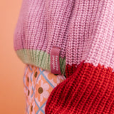 Kids Colour Block Knitted Jumper - Red + Purple