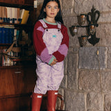 Kids Corduroy Dungarees - Purple Stars