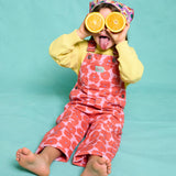 Kids Dungarees - Pink + Red Floral