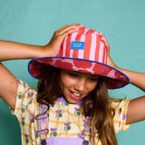 Kids Bucket Hat - Pink + Red Floral