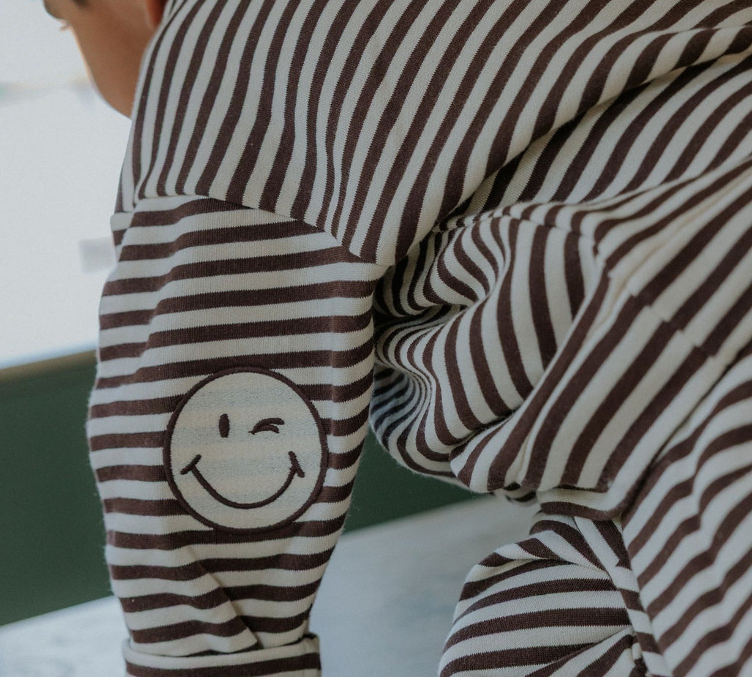 Kids Stripe Sweatshirt – Embroidered Smiley Patches
