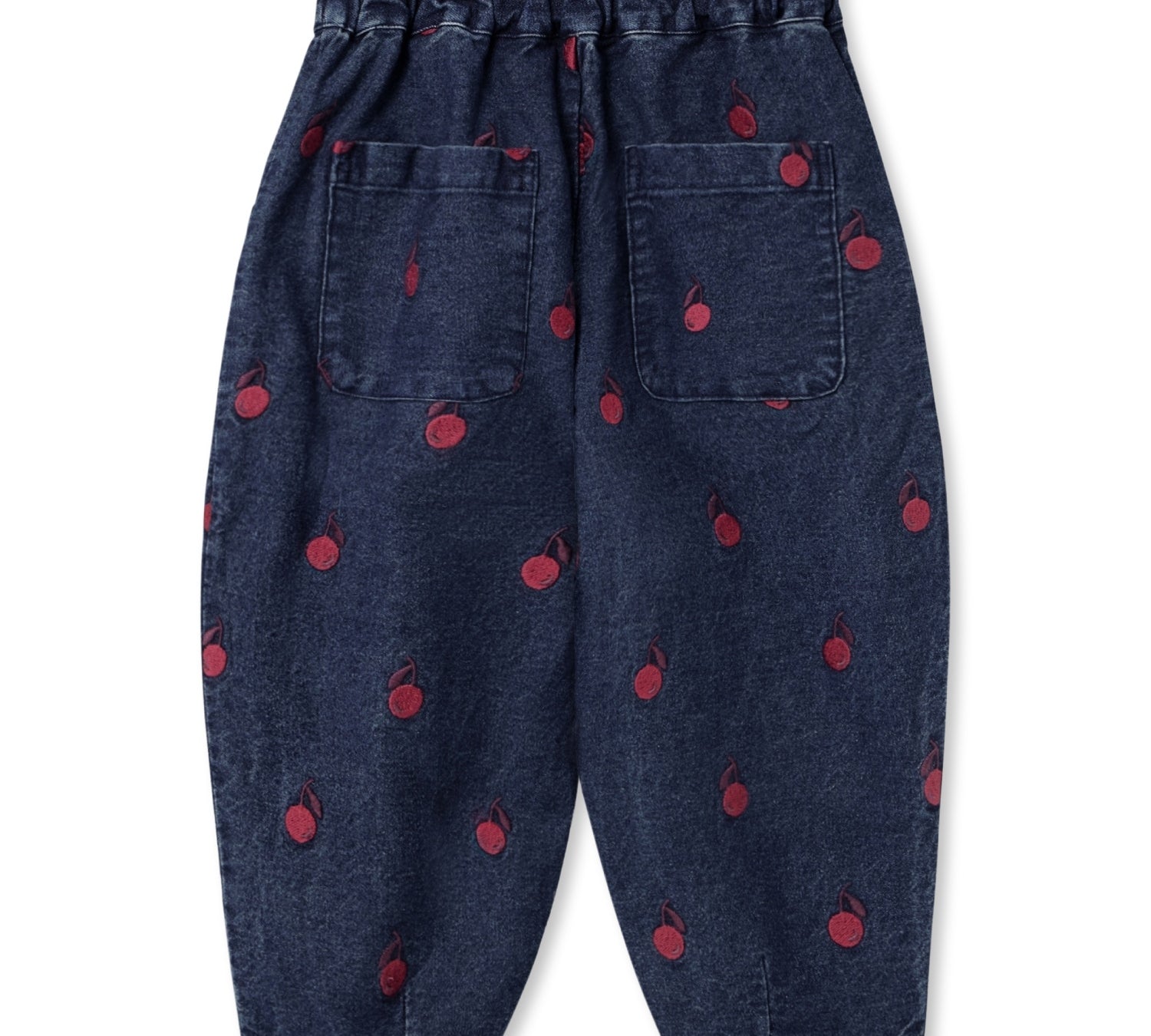 Kids Dark Denim Pants - Embroidered Berries
