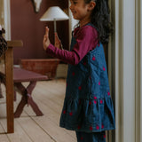 Kids Dark Denim Pants - Embroidered Berries