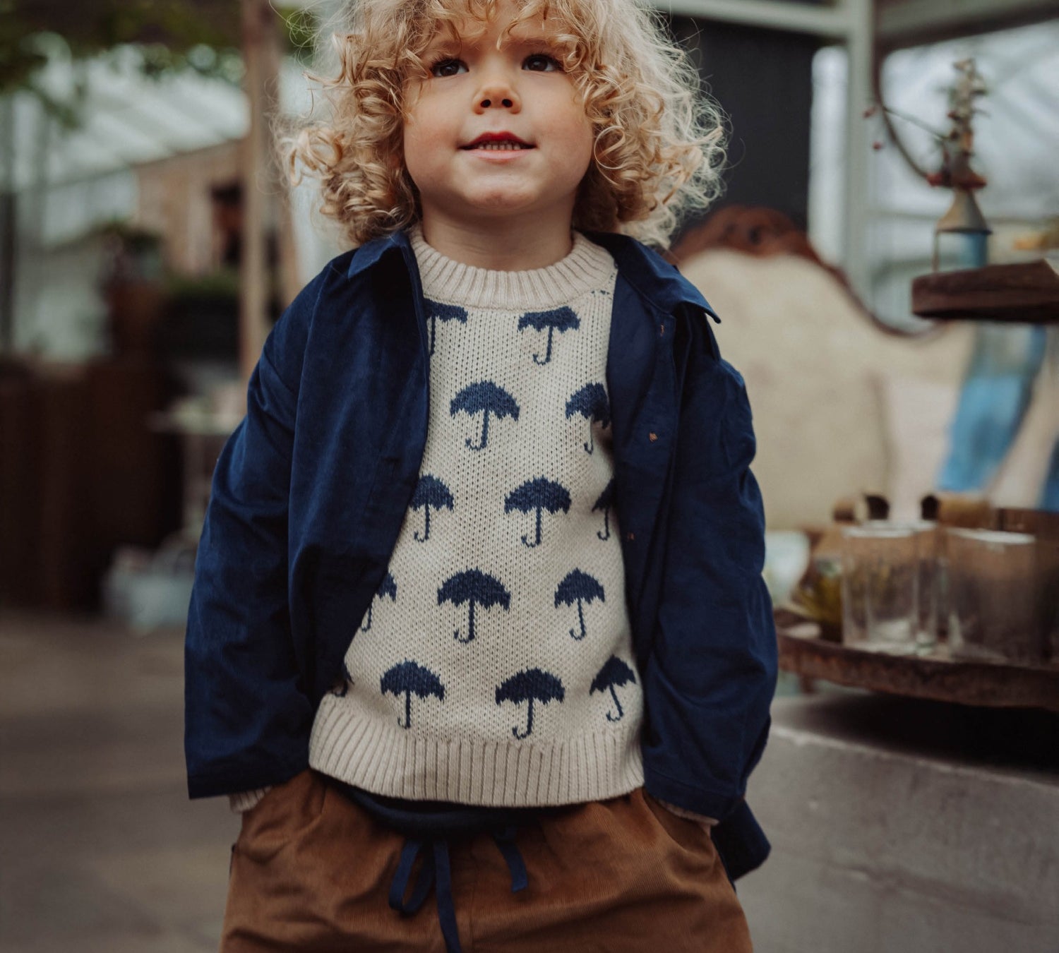 Kids Knitted Umbrella Jumper – Insignia Blue