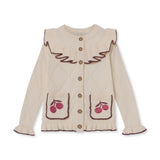 Kids Knitted Ruffle Cardigan - Berries