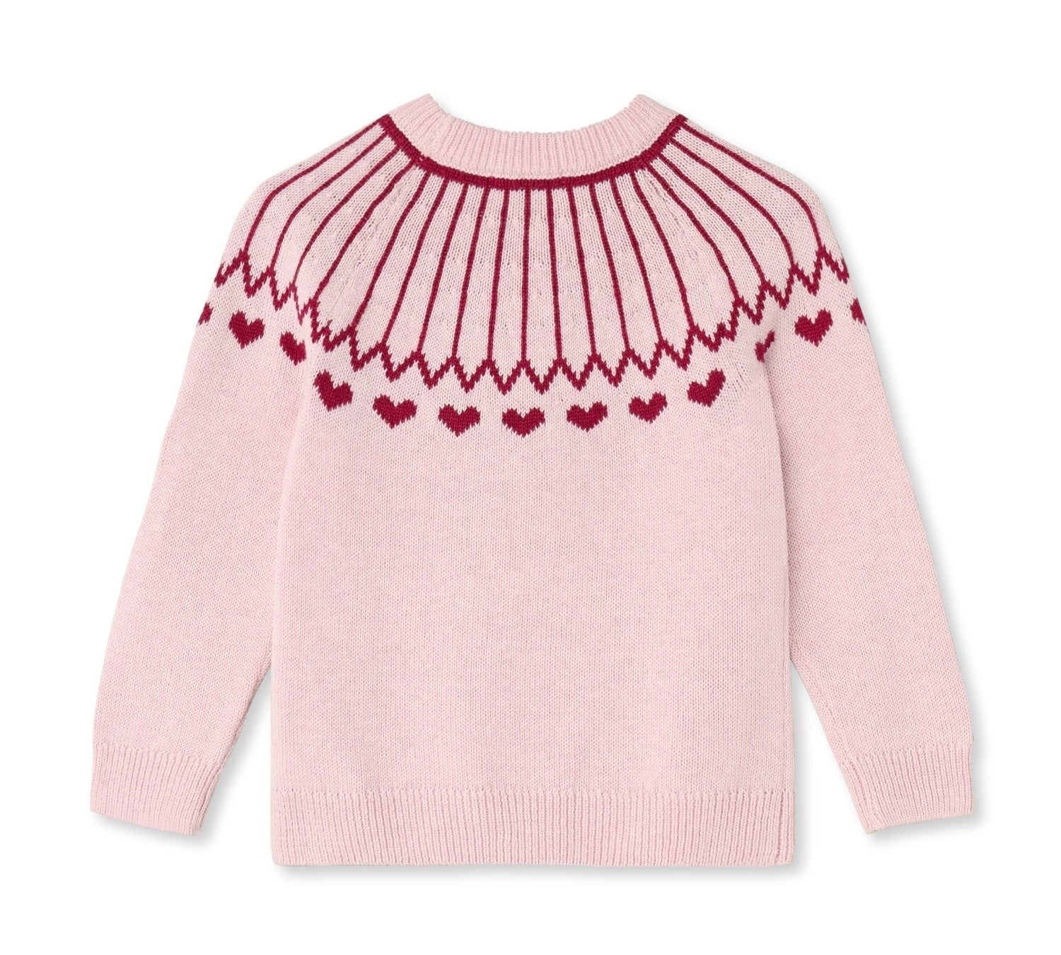 Kids Knitted Heart Jumper - Chalk Pink