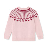 Kids Knitted Heart Jumper - Chalk Pink