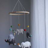 Cot Mobile - Elephants with Pompoms