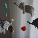 Cot Mobile - Elephants with Pompoms
