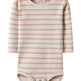 Striped Bodysuit - Organic Cotton - Misty Rose