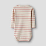 Striped Bodysuit - Organic Cotton - Misty Rose