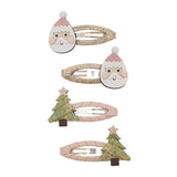 Santa + Christmas Tree Clic Clacs - Hair Clips - 4 Pack