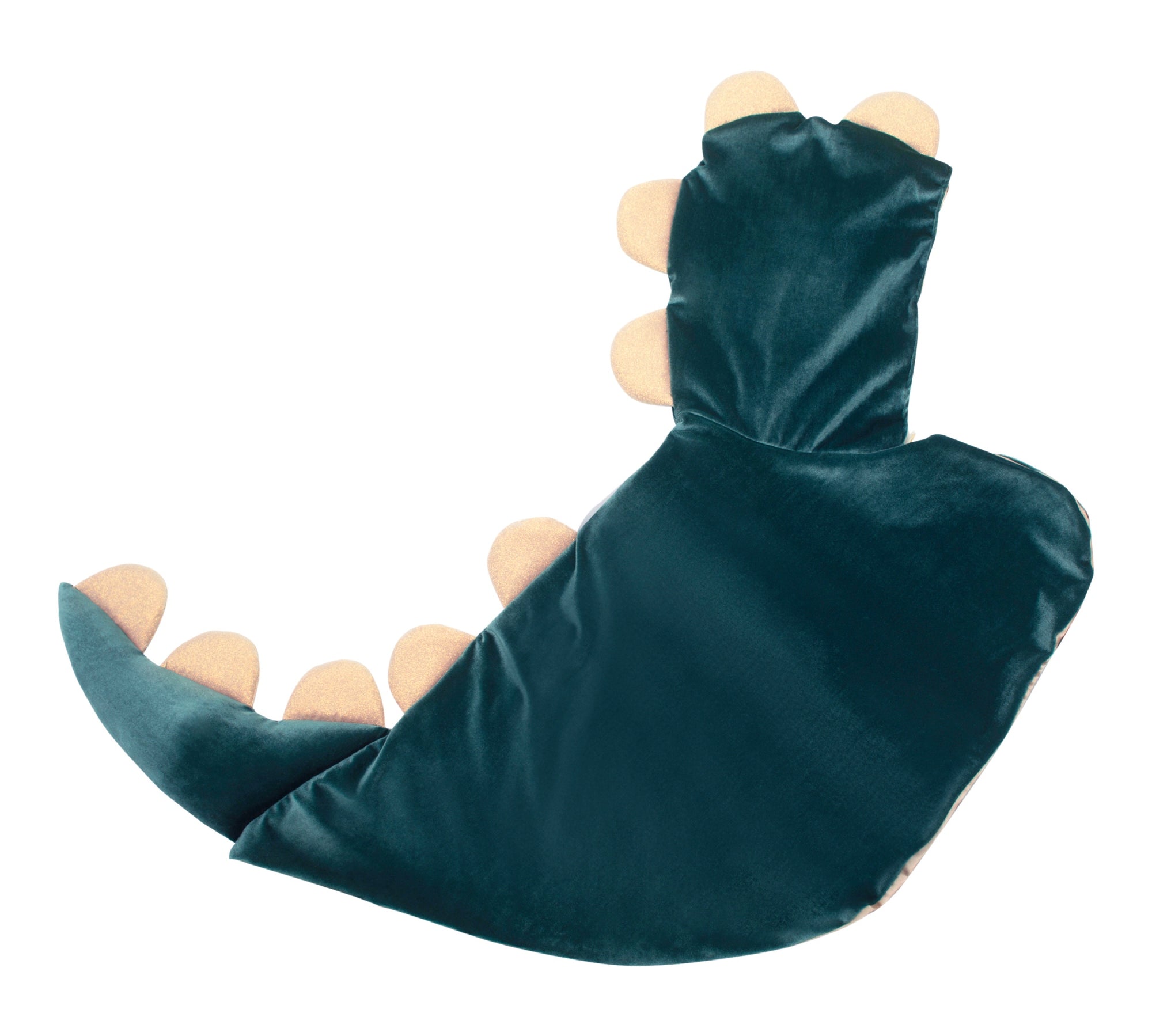 Friendly Dino Velvet Cape - Deep Green