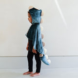 Friendly Dino Velvet Cape - Deep Green