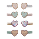 Scalloped Heart Pastel Mini Hair Clips - 8 pack