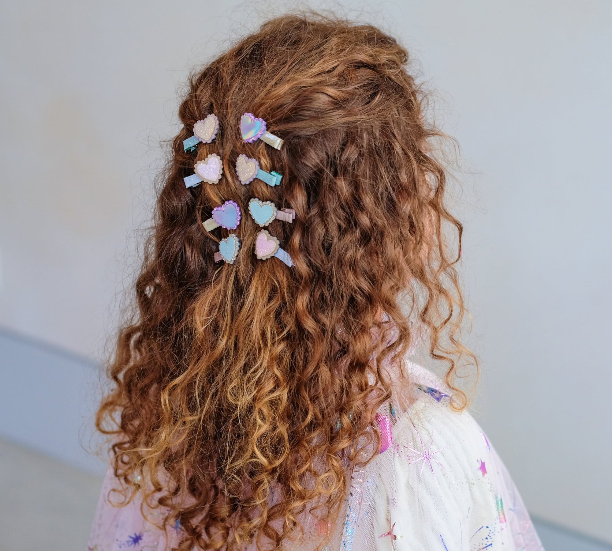 Scalloped Heart Pastel Mini Hair Clips - 8 pack