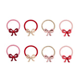 Festive Bow Mini Hair Ties – 8 Pack