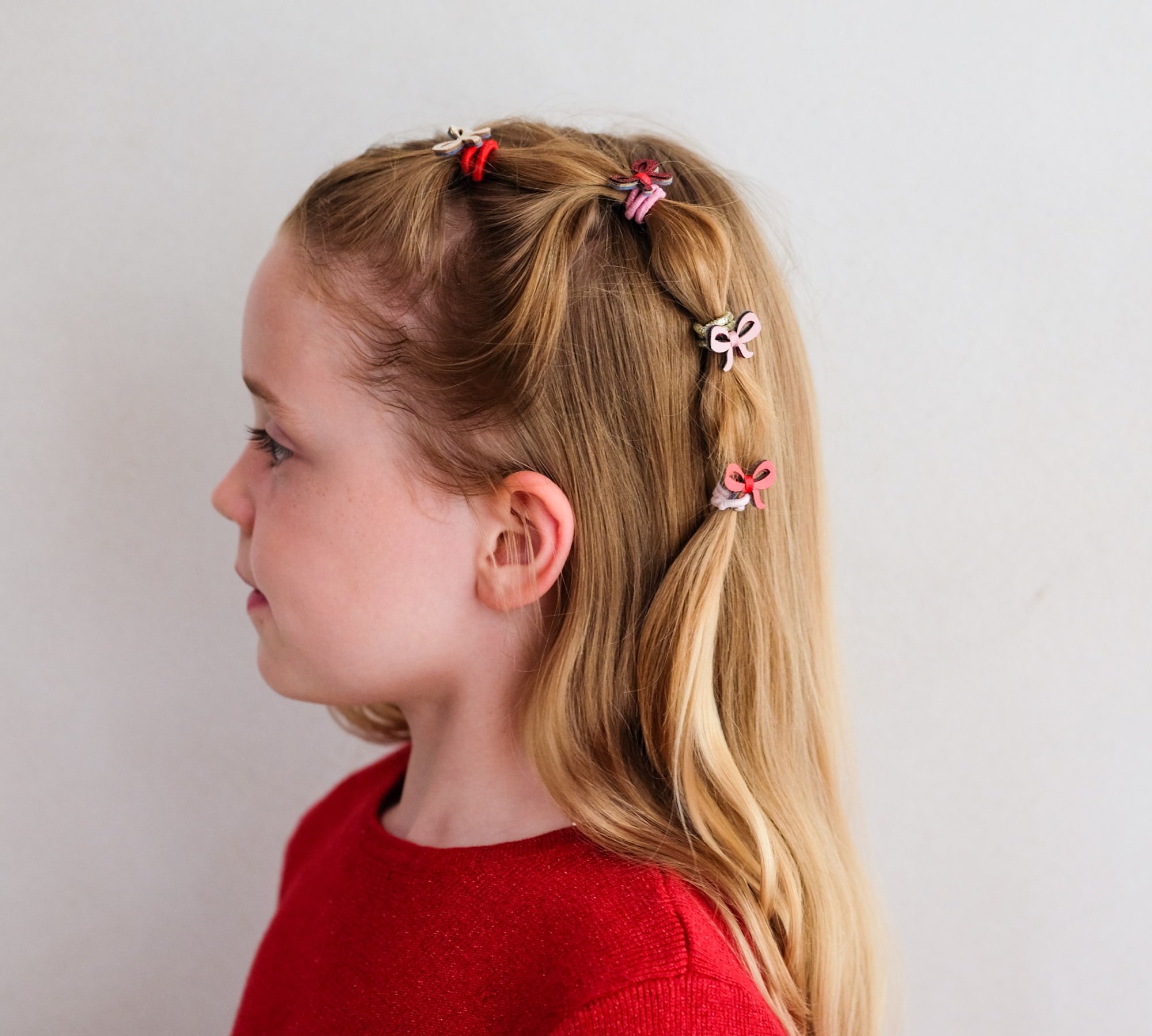 Festive Bow Mini Hair Ties – 8 Pack