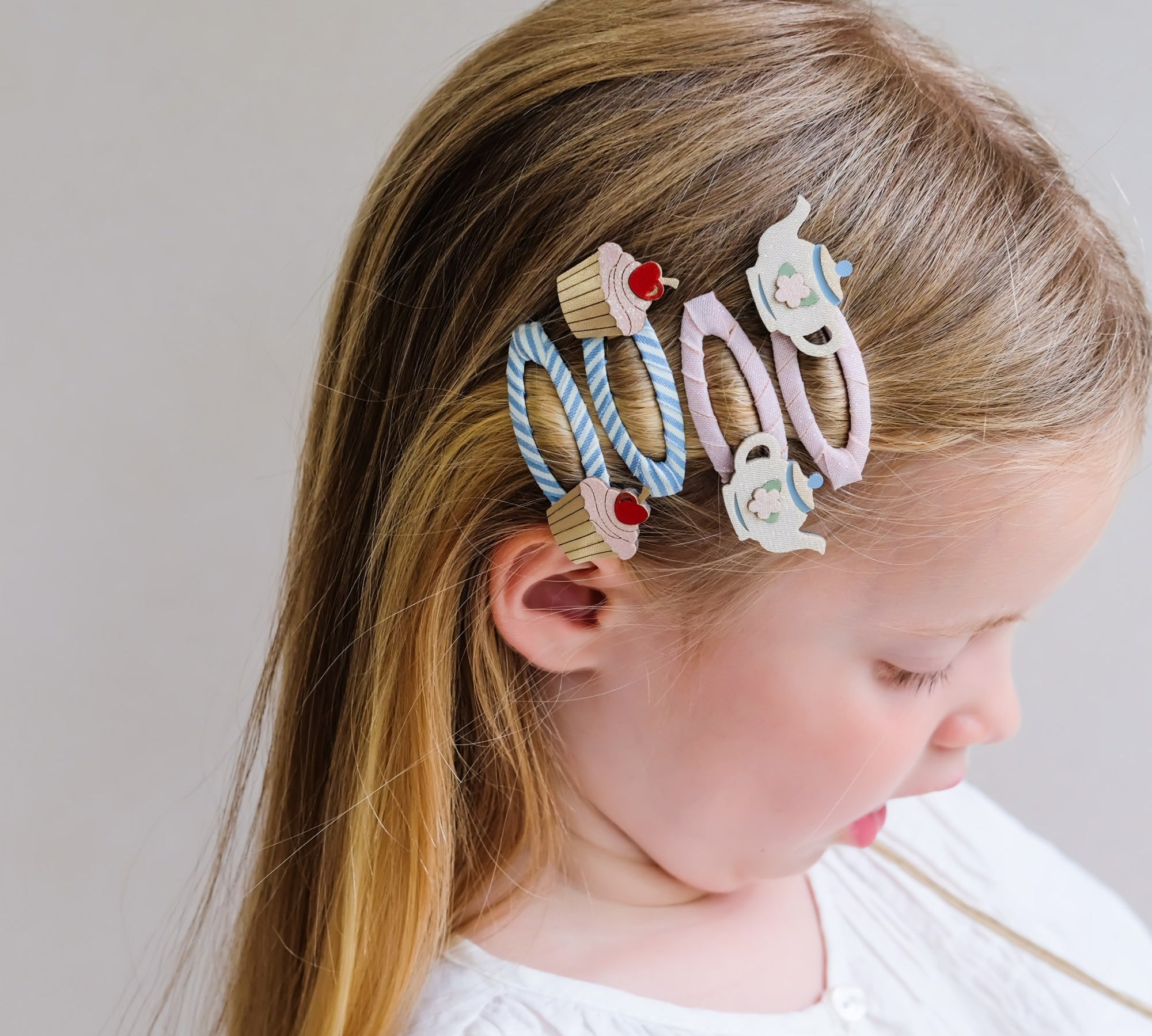 Tea + Cupcakes Hair Clips – 4 Pack