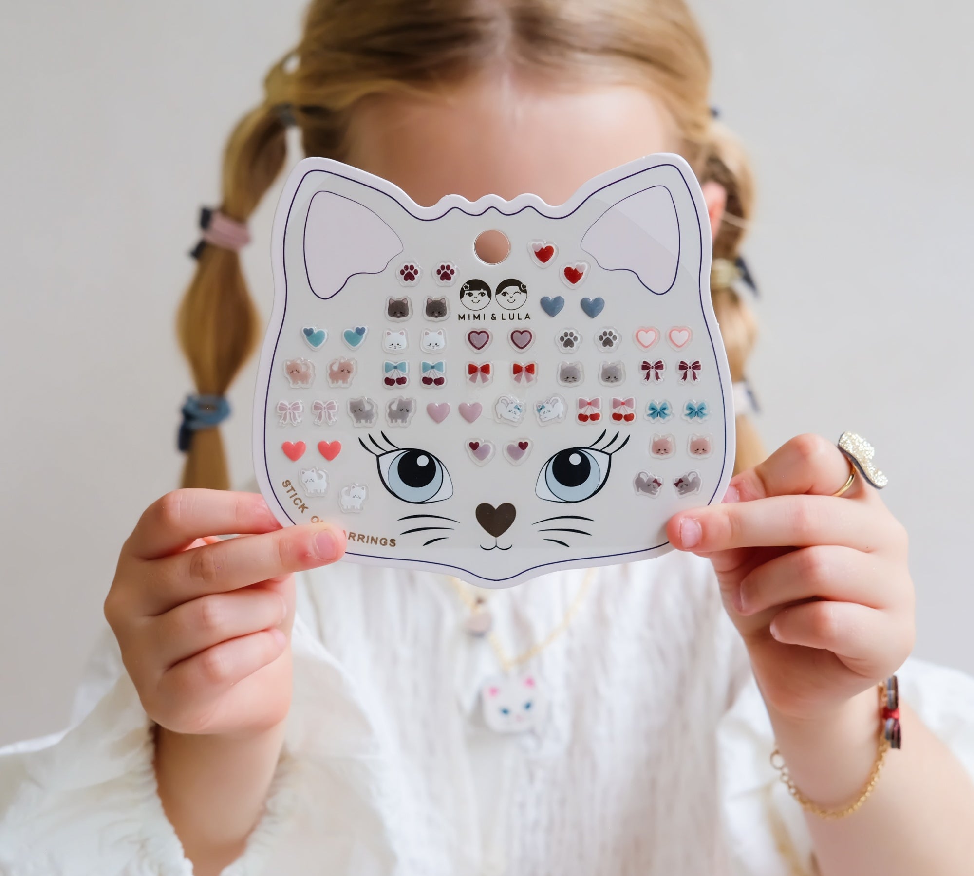 Kitty Bow Stick-On Earrings
