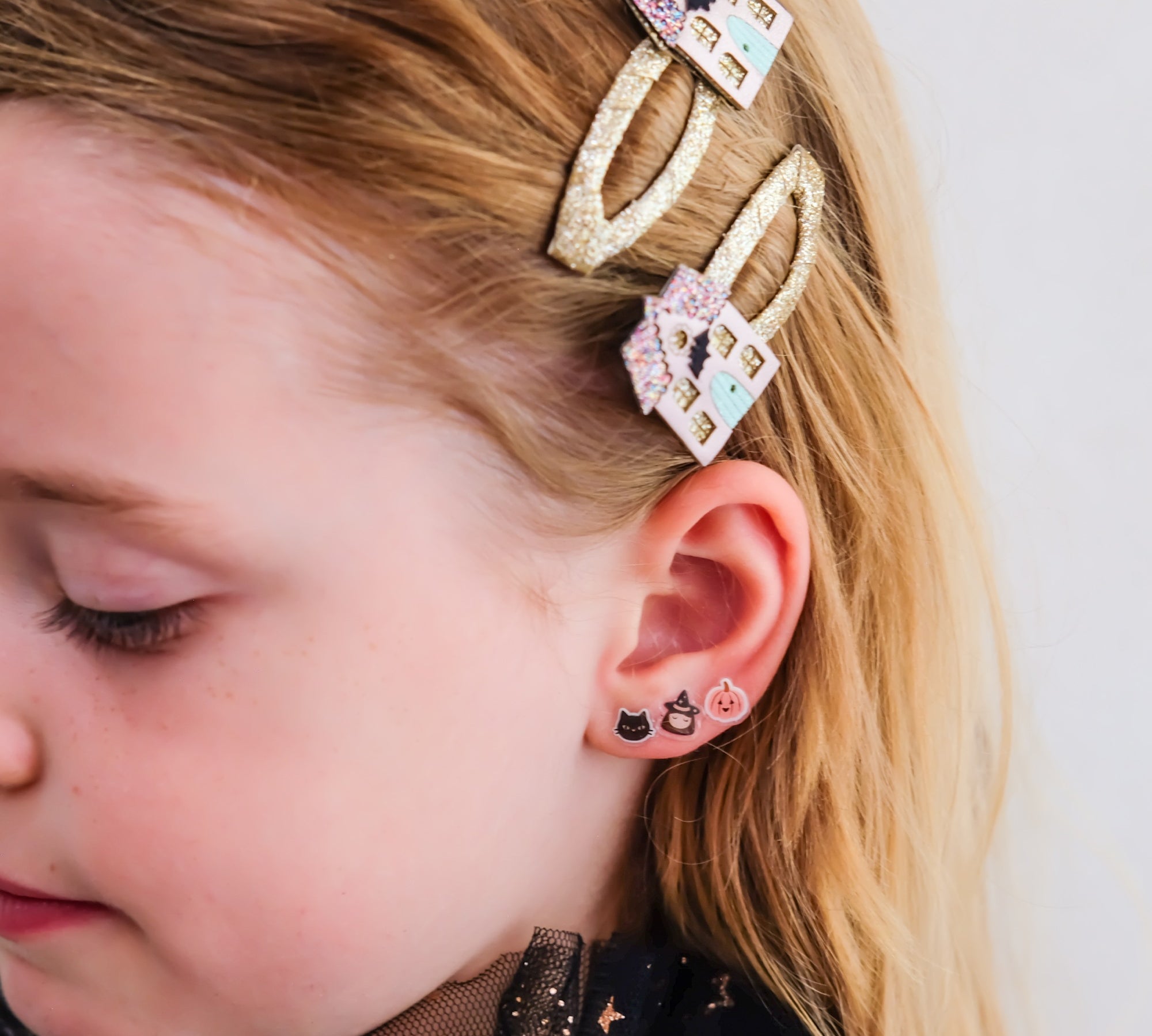 Halloween Haunted House Stick-On Earrings