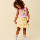 Kids Denim Peplum Skirt - Pastel Yellow