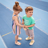 Kids Loose Fit Striped Dress - Sesame