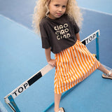 Kids Striped Midi Skirt - Orange + Sesame